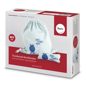 Bastelpackung: Turnbeutel Set Monster, 38x42cm+21x8cm, Box 1Set