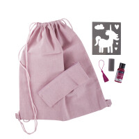 Bastelpackung: Turnbeutel Set Einhorn, 38x42cm+21x8cm, Box 1Set