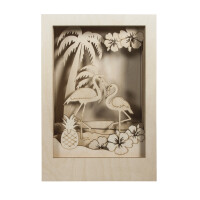 Holzbaus. 3D-Motivr. Flamingo, FSC 100%, 20x30x6,7cm, 10-tlg. , Box 1Set, natur