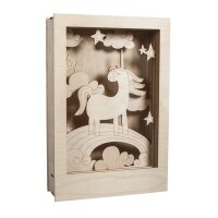 Holzbaus. 3D-Motivr. Einhorn, FSC 100%, 20x30x6,5cm, 13-tlg. , Box 1Set, natur