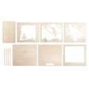 Holzbaus. 3D-Motivrahmen Tukan, FSC 100%, 24x24x6,5cm, 11-tlg. , Box 1Set, natur