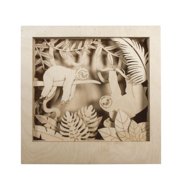 Holzbaus. 3D-Motivr. Faultier, FSC 100%, 24x24x6,5cm, 11-tlg. , Box 1Set, natur