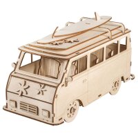 Holzbausatz 3D Campingbus, FSC 100%, 30x13x17cm, 77-tlg. , Box 1Set, natur