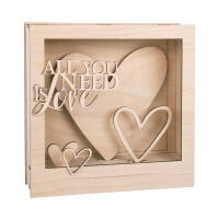 Holzbaus.3D-Motivrahmen,FSCMixCred., 24x24x6,3cm, All.Love16-tlg., Box 1Set, natur