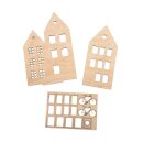 Holzmotiv Häuser, FSCMixCred., 15,1x18,8cm, 18-tlg., SB-Btl 1Set, natur