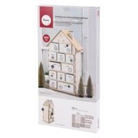 Holzbaus.Adventskalenderhaus,FSCMixCred., 25,5x17,5x45,5cm, 185 tlg., Box 1Set, natur