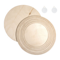 Holzplatten/-ringe Set,FSCMixCred., 8tlg.14,9cm-24,7cm,+2Aufhänger, Box 1Set, natur