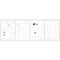 Sperrholzplatten mit Vorlagen- Tiere, 300x200x4mm, 4 Platten, Beutel 1Set, natur