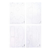 Sperrholzplatten m. Vorlagen- Fahrzeuge, 300x200x4mm, 4 Platten, Beutel 1Set, natur