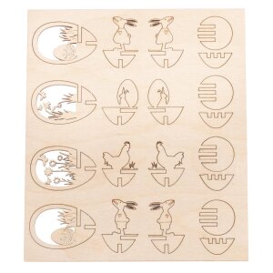 Holz-Steckt. Ostern,FSCMixCred, 20-tlg., 4x6cm Eier, SB-Btl 1Set, natur