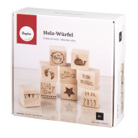 Holz-Würfel, 4,5x4,5x4,5cm, Box 9Stück, natur