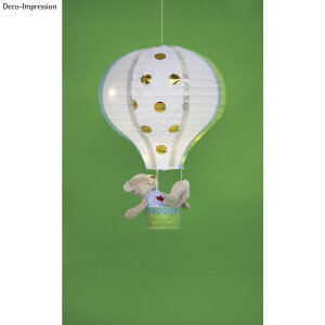 Papierlampion Heißluftballon, 30cm ø, 40cm, m. Metallgestell, Beutel 1Stück, weiß