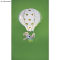 Papierlampion Heißluftballon, 30cm ø, 40cm, m. Metallgestell, Beutel 1Stück, weiß