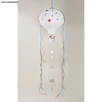 Papierlampion Heißluftballon, 30cm ø, 40cm, m. Metallgestell, Beutel 1Stück, weiß