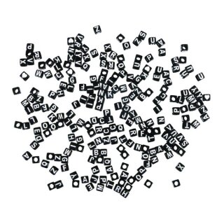 Plastik-Buchstaben-Perlen, 5x5mm, SB-Blister 40g, schwarz