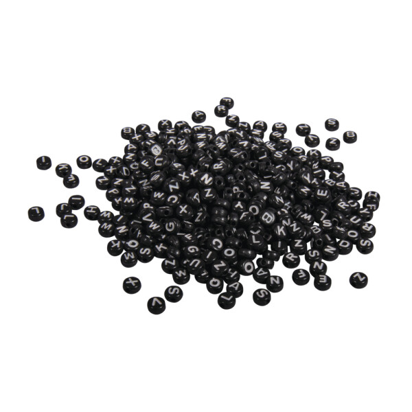 Plastik-Buchstaben-Perlen, 6mm ø, SB-Blister 40g,...