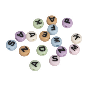 Plastik-Buchstaben-Perlen rund, 6mm ø, SB-Blister...