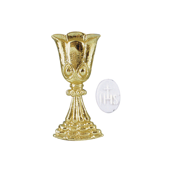 Wachsmotiv: Kelch + Hostie, 6 cm, SB-Btl. 1 Stück, gold