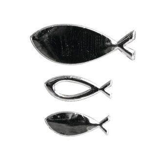 Wachsmotiv Fische, sortiert, 2,4-4cm, SB-Btl 3Stück, silber