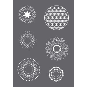 Siebdruck-Schablone Mandala A5, 1 Schablone+1 Rakel, SB-Btl