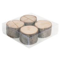 Kartenhalter Holzstamm, 3-4,5cm, PVC-Box 4Stück