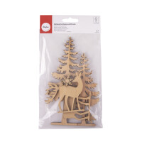 Holzmotive Baum und Hirsch, FSC100%, 3-10,8 x 3-18,5cm, SB-Btl 6Stück