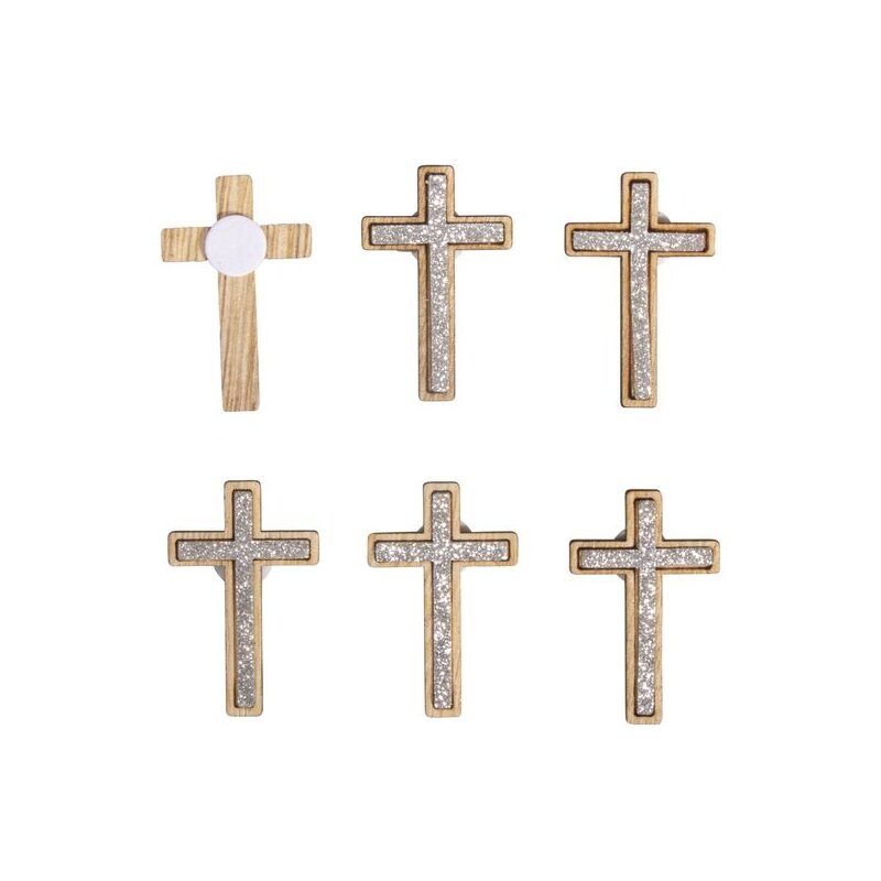 aus Holz 24 St/Btl 2 versch Streuteile-Kreuz Größen gold 