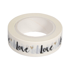 Washi Tape Love m. Foliendruck, 15mm, RL 10m