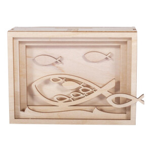 Holz 3D Geschenkbox Fisch,FSCMixCred, 11,5x8,5x5cm, 13...