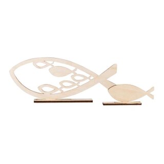 Holzmotive Fische, FSCMixCred, 20x8,3cm, 4-teilig, SB-Btl 1Set, natur