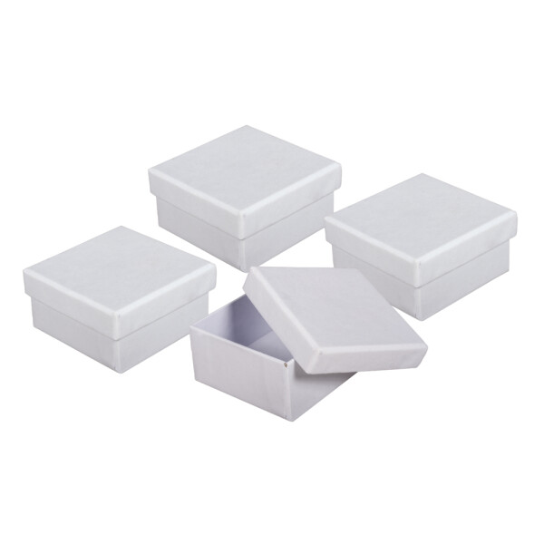 Pappmaché-Boxen-Set, FSC Rec. 100%, 6x6x3cm, quadratisch, SB-Btl 4Stück, weiß