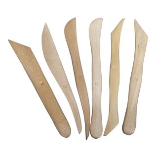 Holz Modellierwerkzeug, 12 versch. Spitzen, SB-Btl. 6Stück, natur
