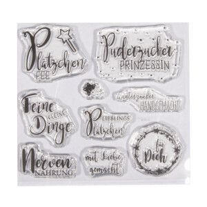 Clear Stamps - S&uuml;&szlig;e Gr&uuml;&szlig;e, 102,5x97mm, 9 Motive, SB-Btl. 1Bogen