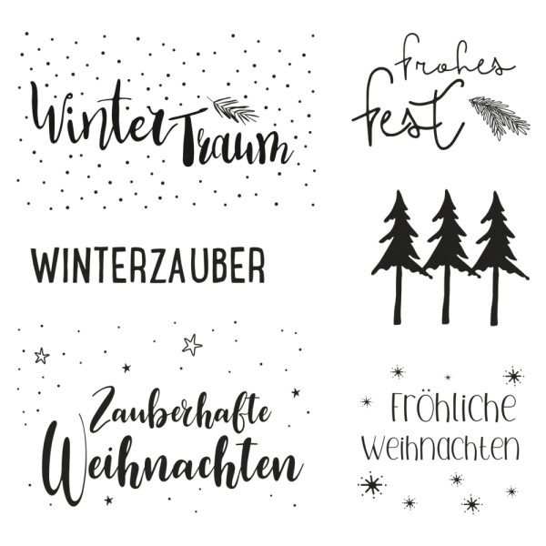 Clear Stamps - Weihnachtsgrüße, 102,5x97mm, 6 Motive, SB-Btl. 1Bogen