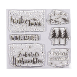 Clear Stamps - Weihnachtsgr&uuml;&szlig;e, 102,5x97mm, 6 Motive, SB-Btl. 1Bogen