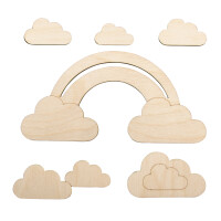 Holzmotiv kleine Wolke, FSCMixCred, 16,8x8,3cm, 6-teilig, SB-Btl 1Set, natur