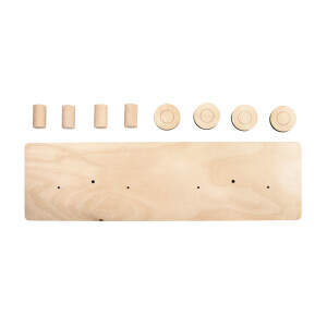 Holz Garderobe, FSCMixCredit, 42x12x4,5cm, 9-tlg., Box 1Set, natur