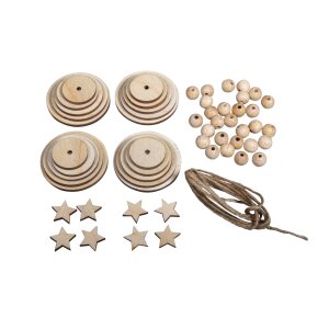 Bastelpackung: Holz Baum-Anh&auml;nger, FSCMixCredit, 4,7x4,7x22,5cm, Box 4St&uuml;ck, natur