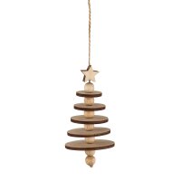 Bastelpackung: Holz Baum-Anhänger, FSCMixCredit, 4,7x4,7x22,5cm, Box 4Stück, natur