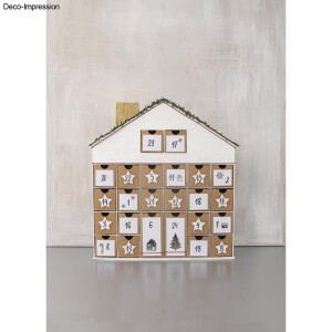 Pappm. Adventskalender Haus,FSC Rec.100%, 36x6,5x40cm, kraft