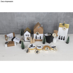 Faltschachtel Haus, 7,5x7,5x14cm, Set 6St&uuml;ck, schwarz