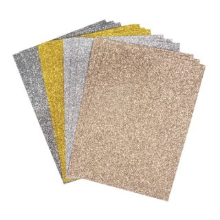 Glitterpapier Mix - Basics, A5,selbstkl., 14,8x21cm, 130g/m2, 4 Farben, 12Blatt