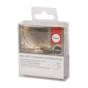 Mini LED-Lichterkette m. Draht/Timer, 130cm, 20 LEDs,...