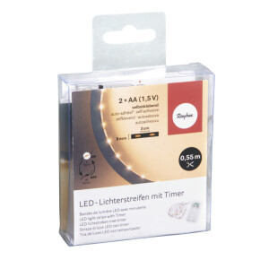 LED Lichterstreifen, 55cm, 16 LEDs 8mm, PVC-Box 1Stück, lichtgelb