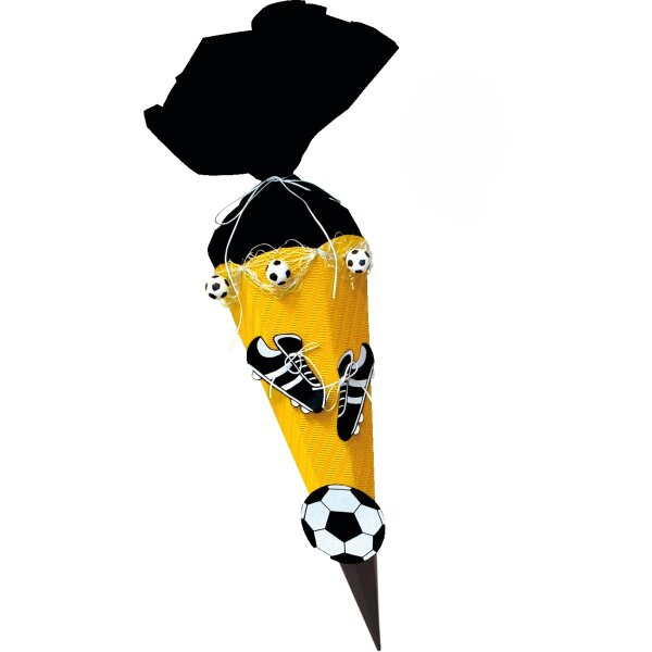 Schultüte Bastelset Fußball gelb-schwarz von Prell, inkl. Schulstarterpaket GRATIS.