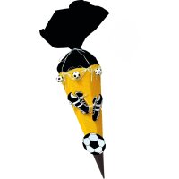 Schultüte Bastelset Fußball gelb-schwarz von Prell, inkl. Schulstarterpaket GRATIS.