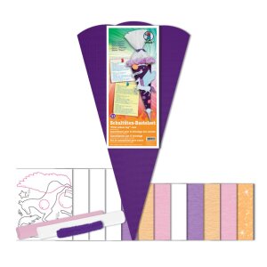 Schultüte Bastelset Pegasus aus 3D Colorwellpappe, 260 g/qm, 6. eckig,  inkl. Schulstarterpaket GRATIS