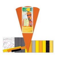 Schultüte Bastelset Drache aus 3D Colorwellpappe, 260 g/qm, 6. eckig von URSUS, inkl. Schulstarterpaket GRATIS