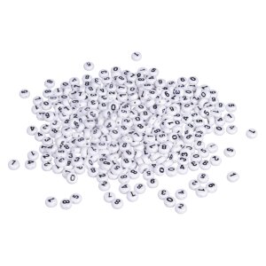 Plastik-Zahlen-Perlen, 6mm ø, Blister 40g, weiß
