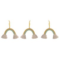 Bastelpackung: Regenbogen aus Makramee Kordel+Wolle, ca. 13 cm, mit Anleitung, Box 3Stück, bunt